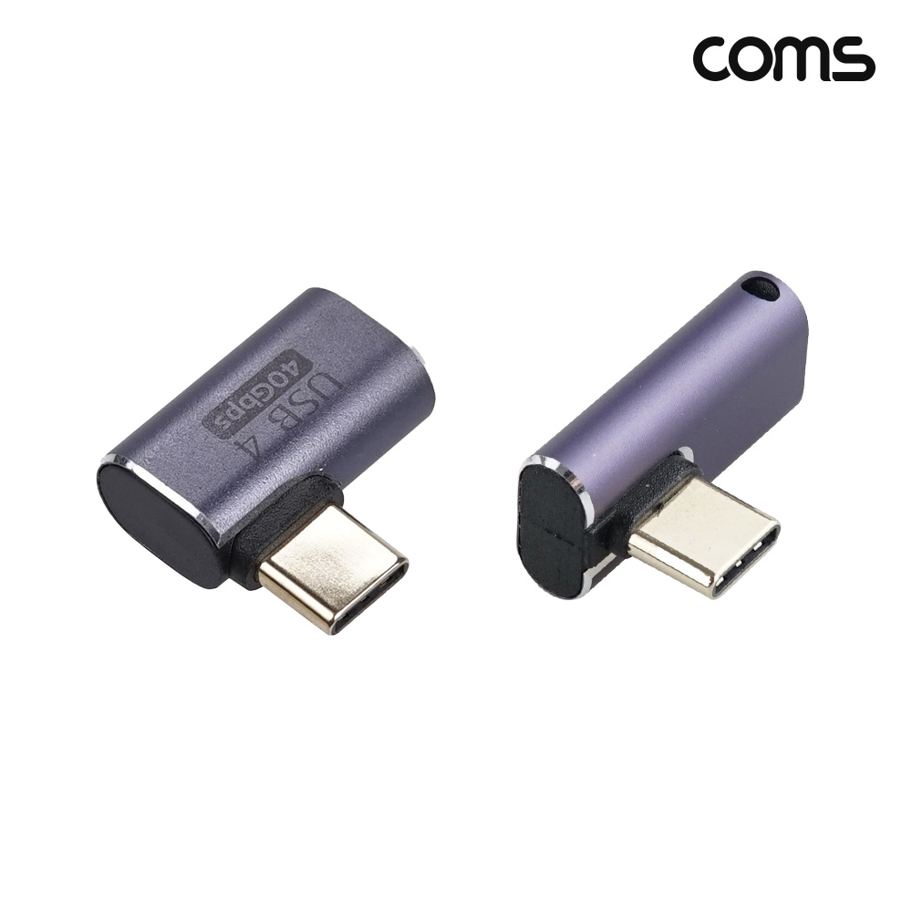 Coms USB 4.0 Type C 꺾임 젠더 GEN3 C타입 MF 이마커 좌향 1개 우향 1개 2개입