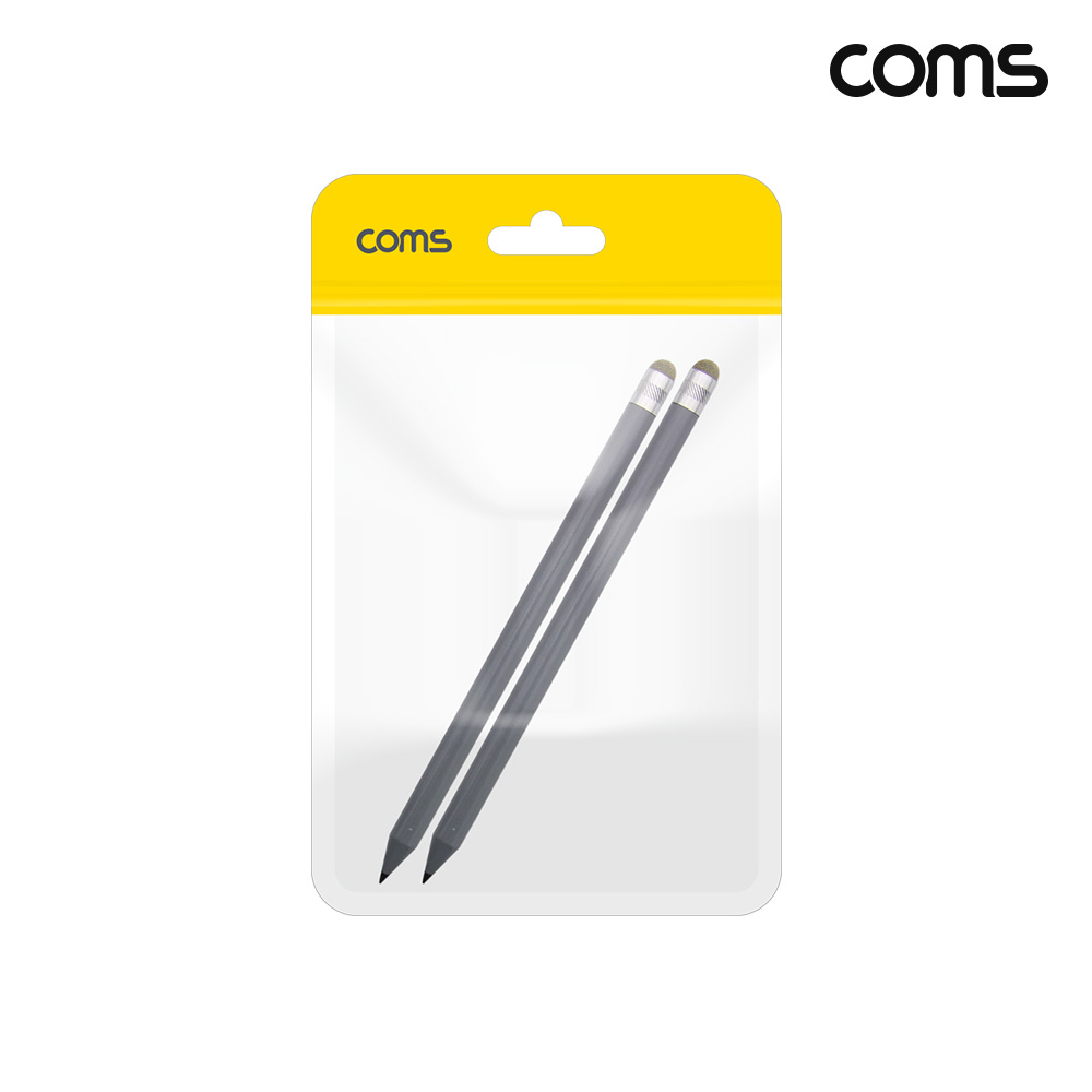 Coms 터치펜 원형 연필 165mm 스타일러스 펜슬형 Gray 2개입