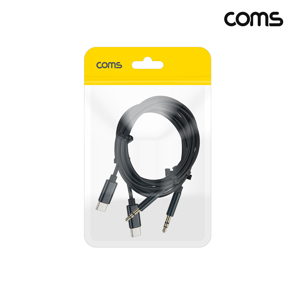 Coms C타입 to 3.5mm 3극 차량용 AUX 케이블 1m 2개입