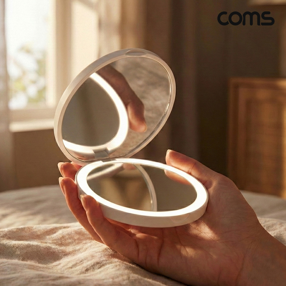 Coms LED 메이크업 확대 손거울 접이식 폴더식 화장 휴대용