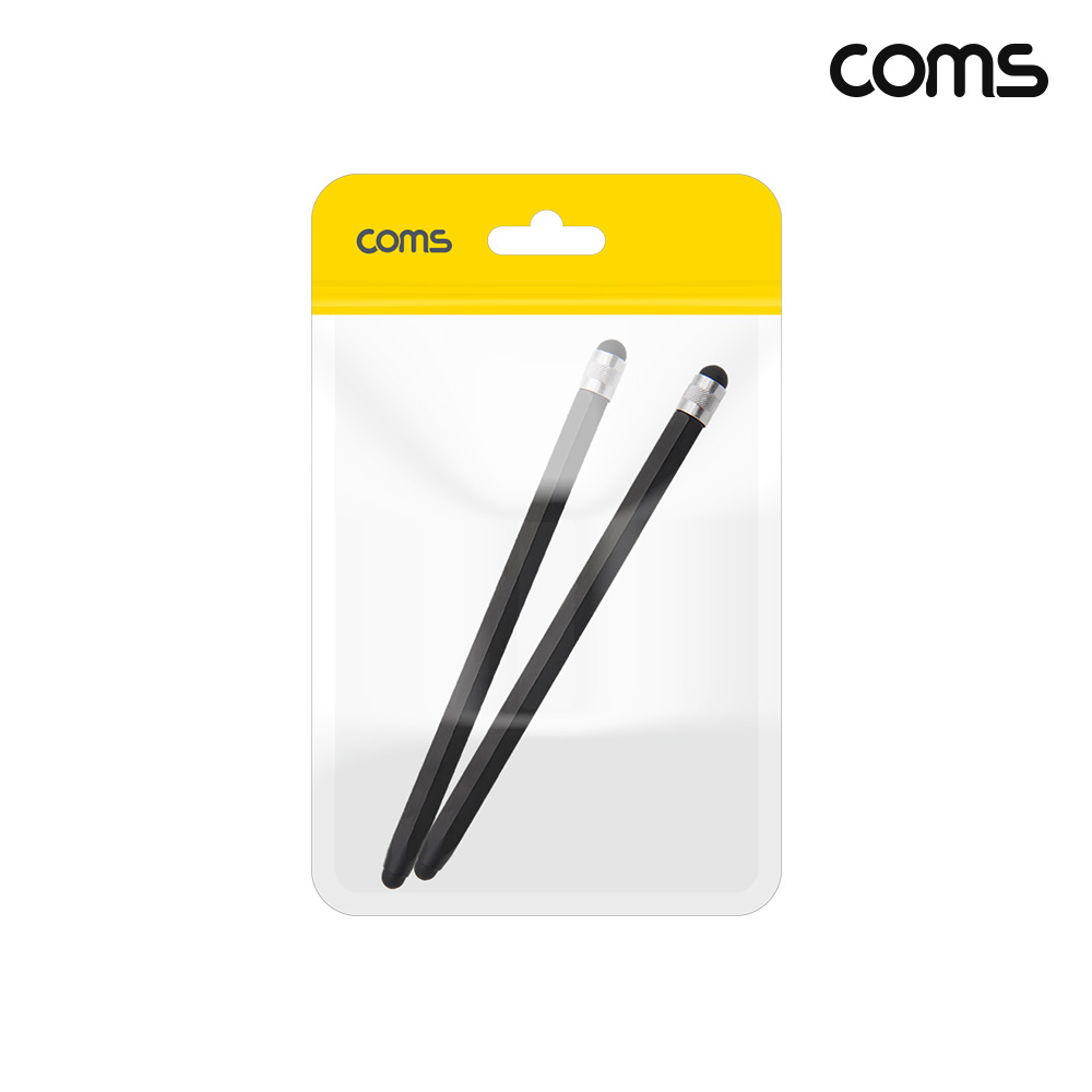 Coms 터치펜 6각 연필 140mm 스타일러스 펜슬형 Black 2개입