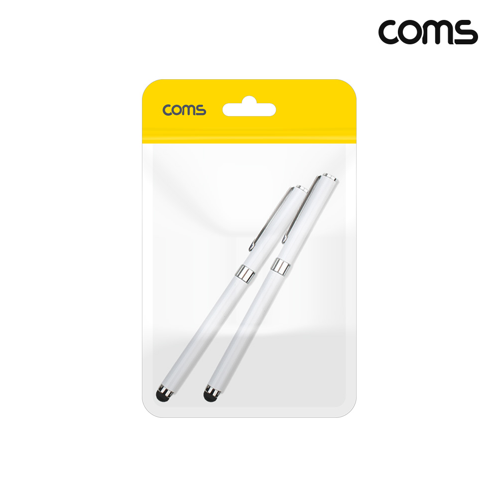 Coms 볼펜겸용 터치펜 142mm 스타일러스 White 2개입