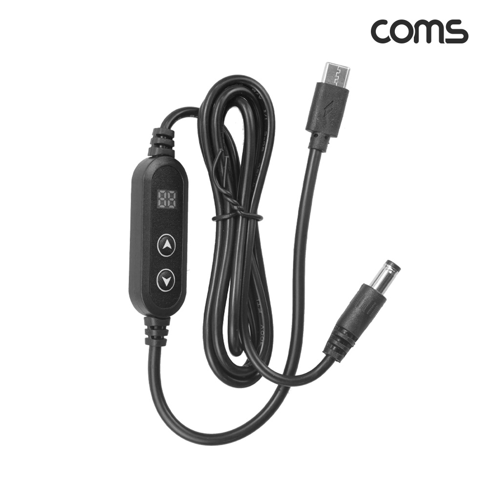 Coms C타입 to DC 외경 5.5 내경 2.5 전원 변환케이블 1.2m 60W PD 충전 전압 조절 5V 9V 12V 15V 20V