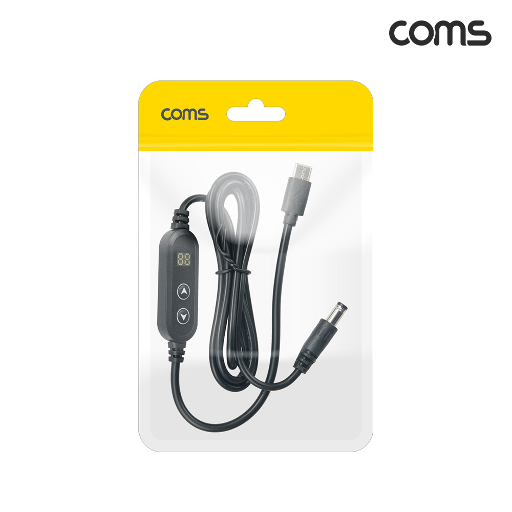 Coms C타입 to DC 외경 5.5 내경 2.5 전원 변환케이블 1.2m 60W PD 충전 전압 조절 5V 9V 12V 15V 20V
