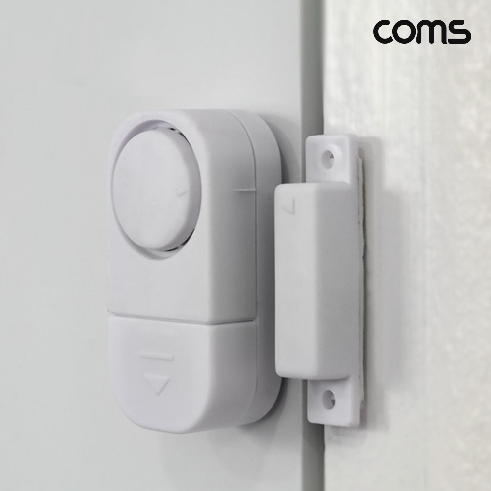 Coms 도어 알람 90dB 경고음 현관 알림 보안용품 경보기 White 2개입