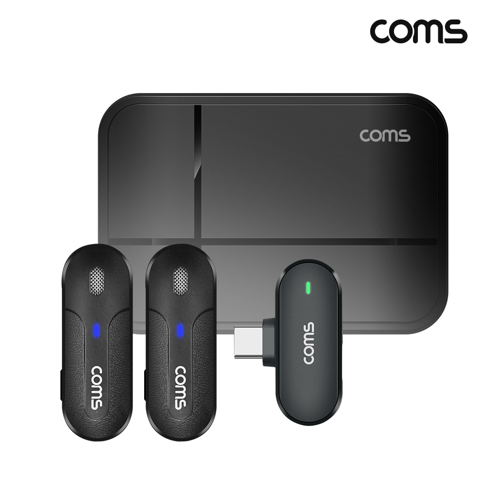 Coms 마이크 무선 송수신기 듀얼 유튜브 휴대용 방송용 강의용 핀마이크
