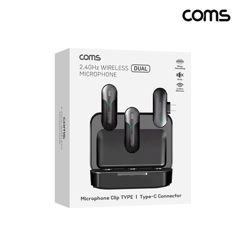Coms 마이크 무선 송수신기 듀얼 유튜브 휴대용 방송용 강의용 핀마이크
