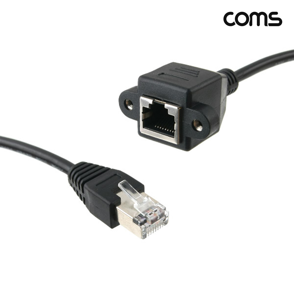 Coms RJ45 패널마운트 연장 케이블 30cm 포트 브라켓 MF 2개입