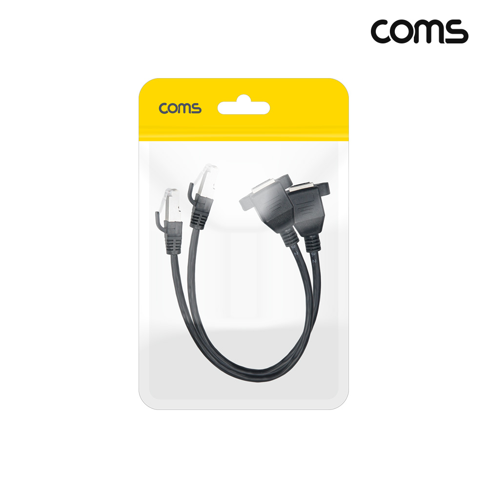 Coms RJ45 패널마운트 연장 케이블 30cm 포트 브라켓 MF 2개입