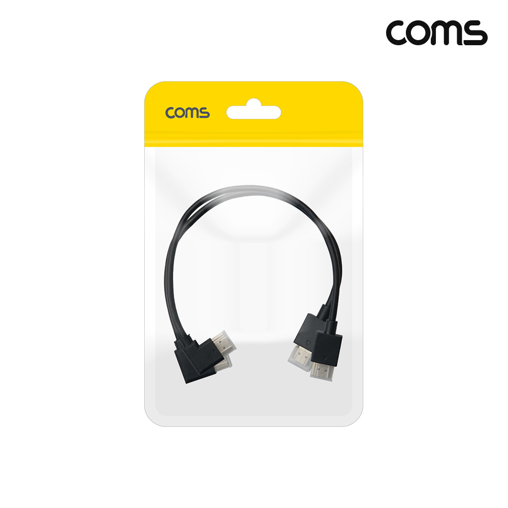 Coms HDMI 젠더 케이블 30cm MM 꺾임 우향 1개 좌향 1개 2개입