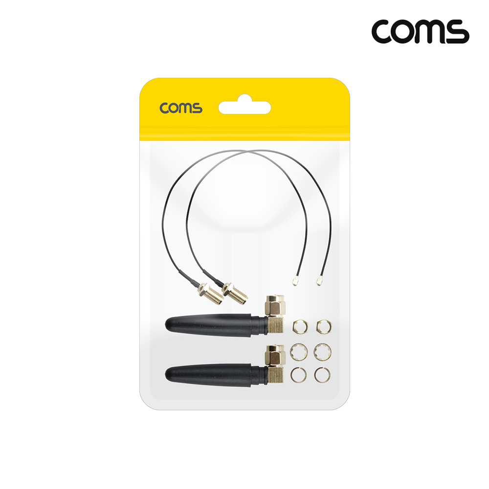 Coms 안테나 변환 커넥터 20cm SMA F to IPEX M RP-SMA 안테나 포함 2개입