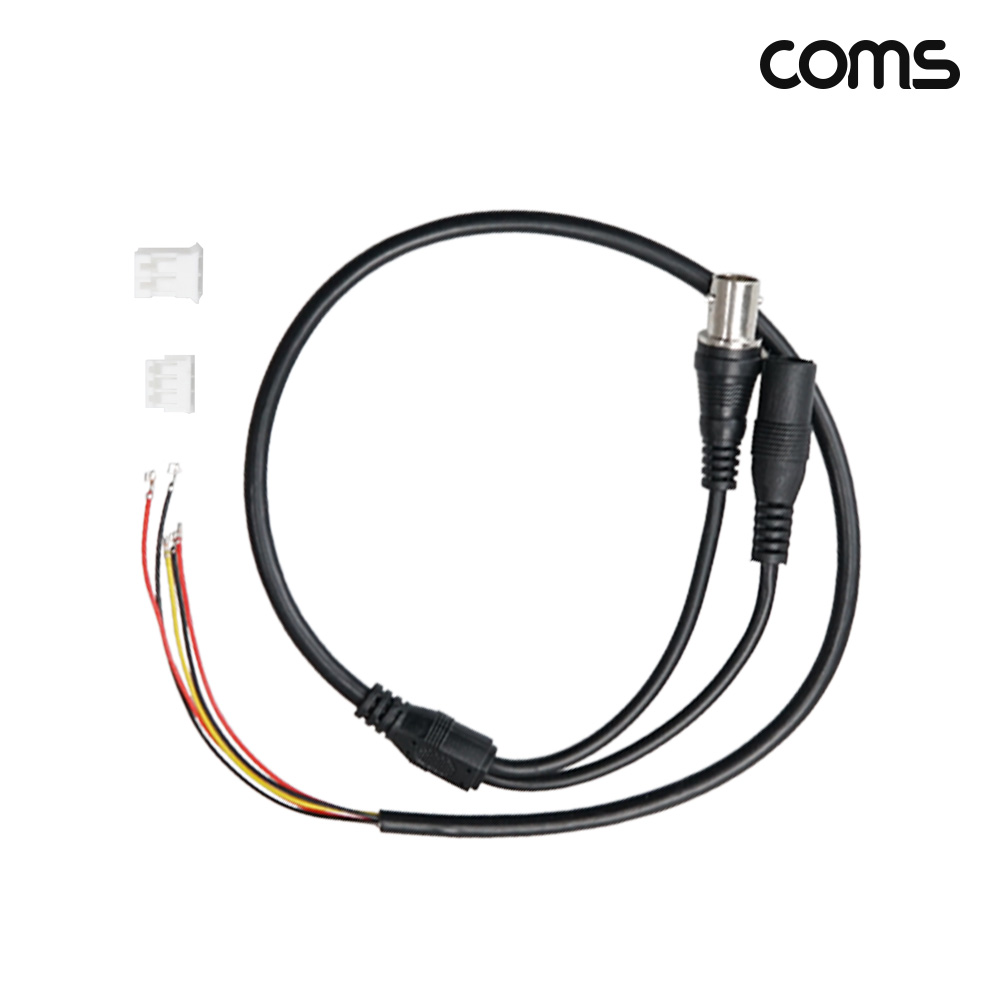 Coms CCTV 제작용 케이블 60cm DC전원 외경 5.5 내경 2.5 BNC잭 3개입