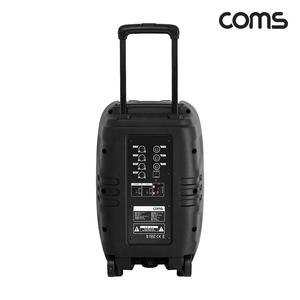 Coms UHF 이동식 블루투스 무선마이크 앰프 LED 파티박스 50W TWS지원 노래방 마이크 미포함