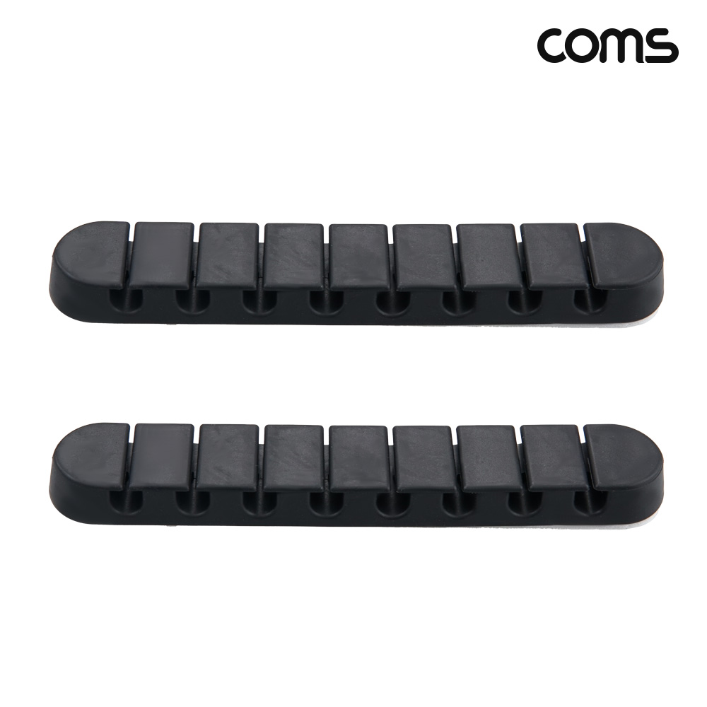 Coms 케이블 오거나이저 Black 8구 전선 케이블 정리 전선정리 고정클립 2개입