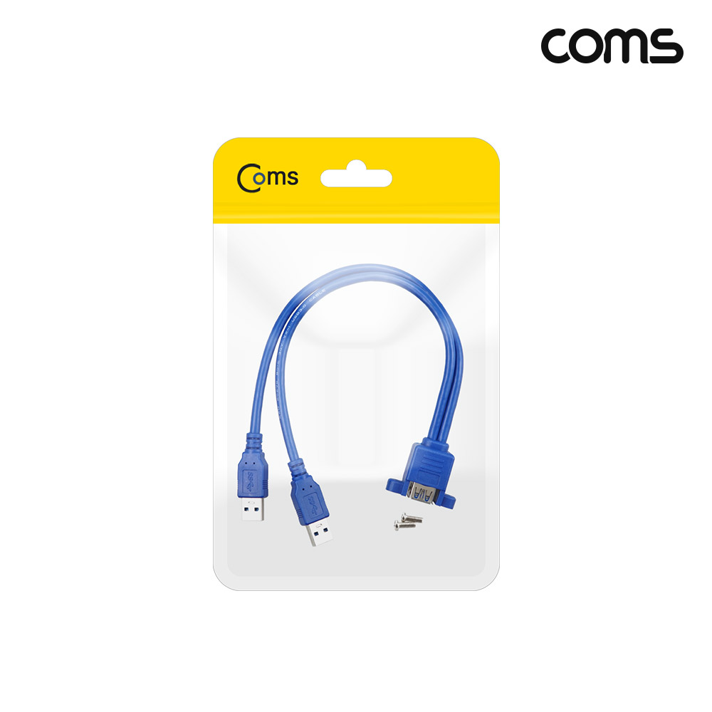 Coms USB 3.0 MF 2포트 연장 케이블 30cm 상하 연장 5Gbps 브라켓 연결형