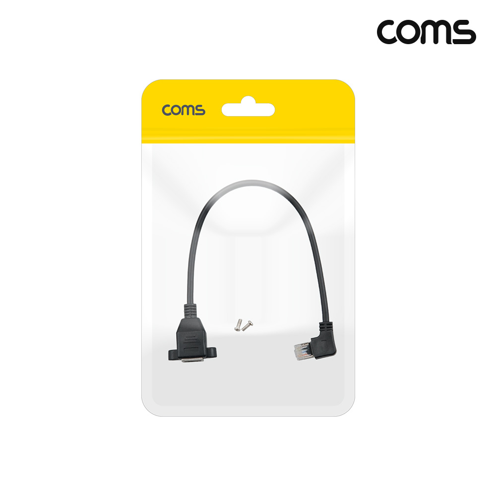 Coms RJ45 포트 꺾임 연장 케이블 30cm MF STP CAT5 브라켓 연결 좌향꺾임