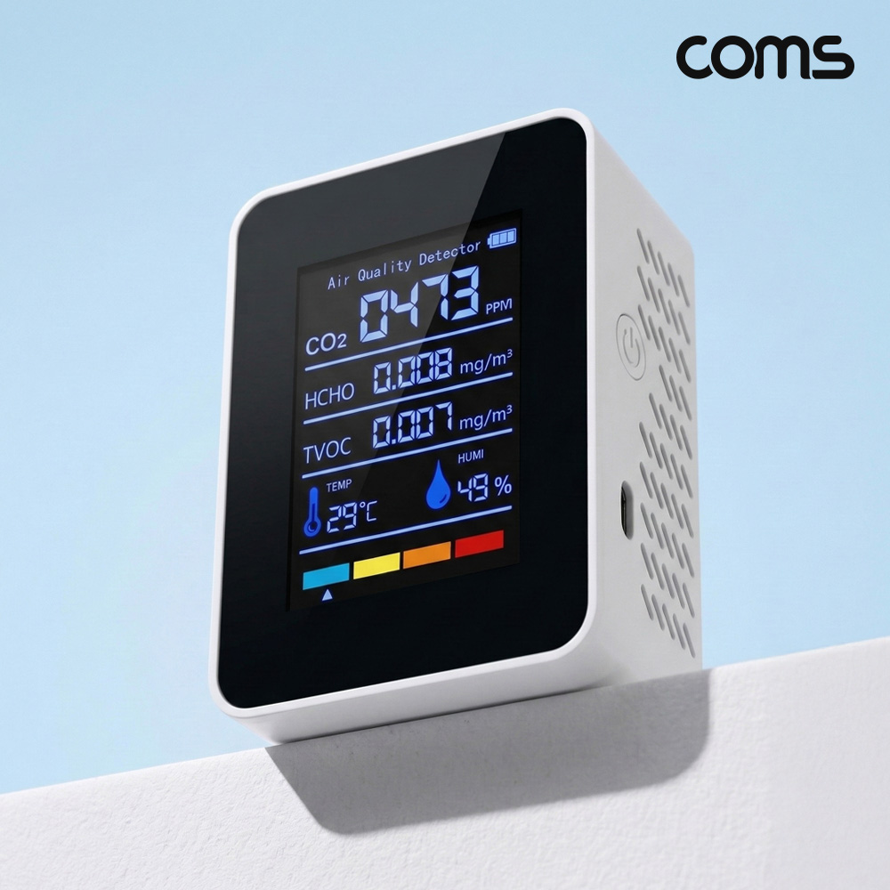 Coms 공기질 측정기 CO2 TVOC HCHO 온습도 새집증후군