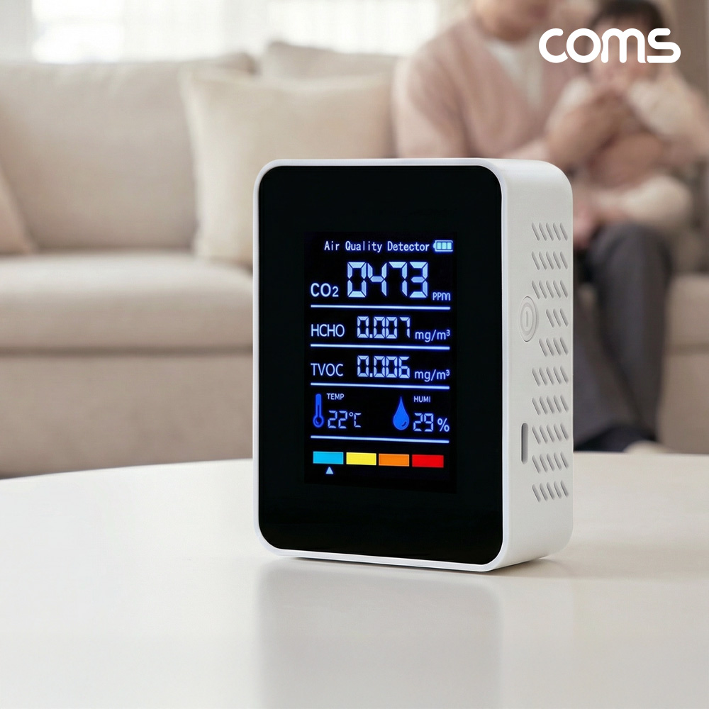 Coms 공기질 측정기 CO2 TVOC HCHO 온습도 새집증후군