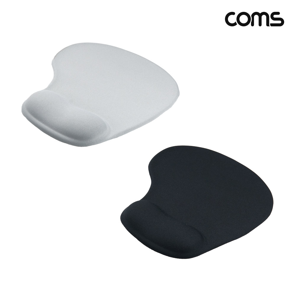 Coms 마우스 패드 손목보호형 Black 1개 White 1개 Set