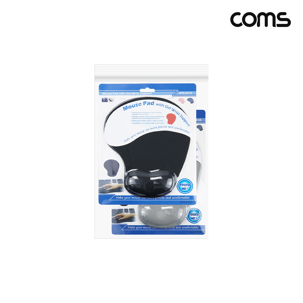 Coms 마우스 패드 손목보호형 Black 1개 White 1개 Set