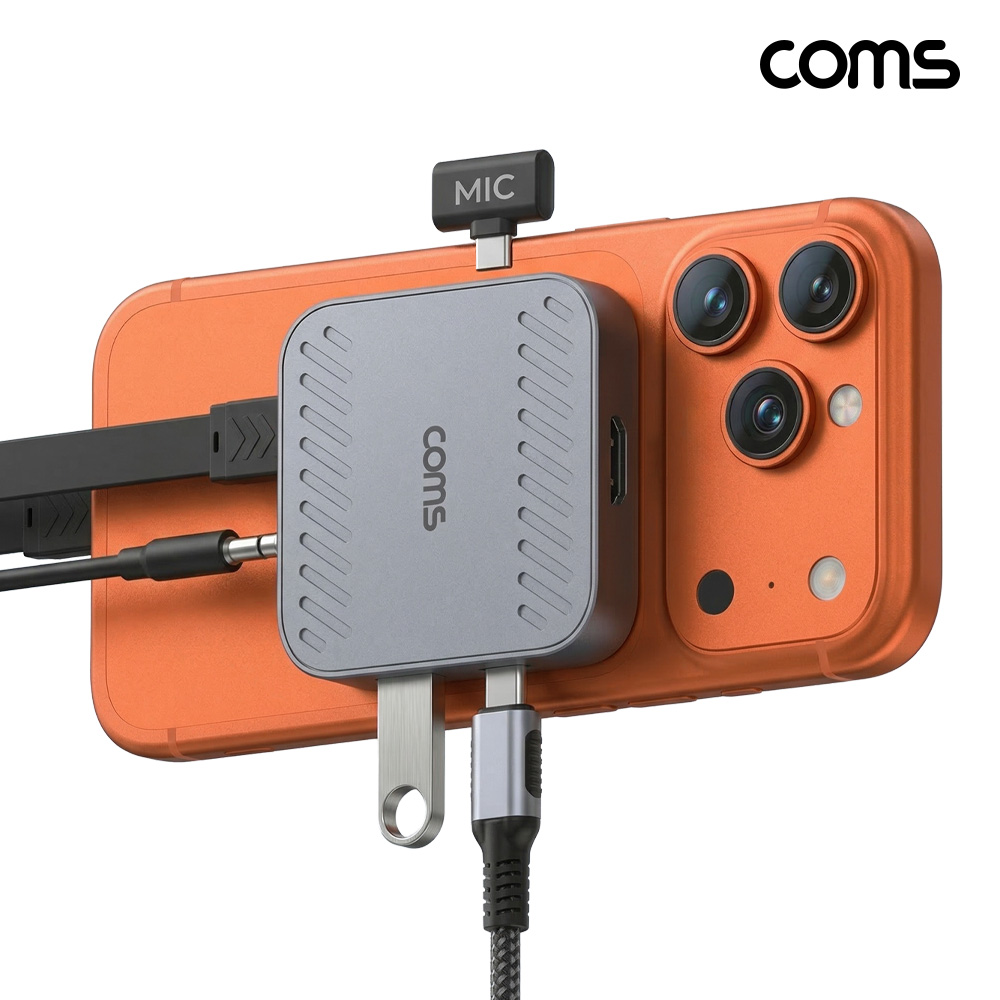 Coms 6in1 맥세이프 USB-C 초소형 멀티 허브 10Gbps PD 100W HDMI 4K60Hz LAN 1Gbps Audio