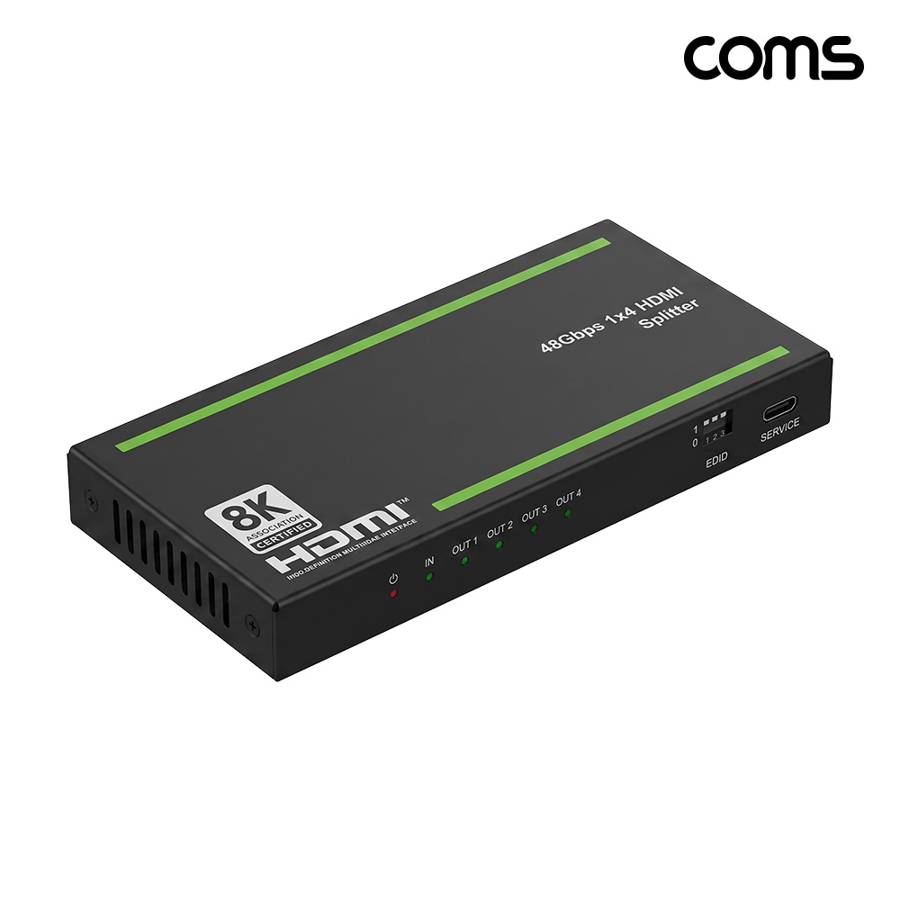 Coms 1x4 HDMI 2.1 분배기 48Gbps EDID 수동 스위치 8K 60Hz 4K 120Hz