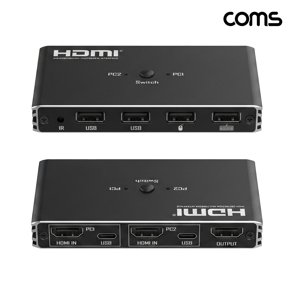 Coms 2x1 HDMI 2.0 KVM 스위치 PC 2대 제어 4K 60Hz USB 4포트