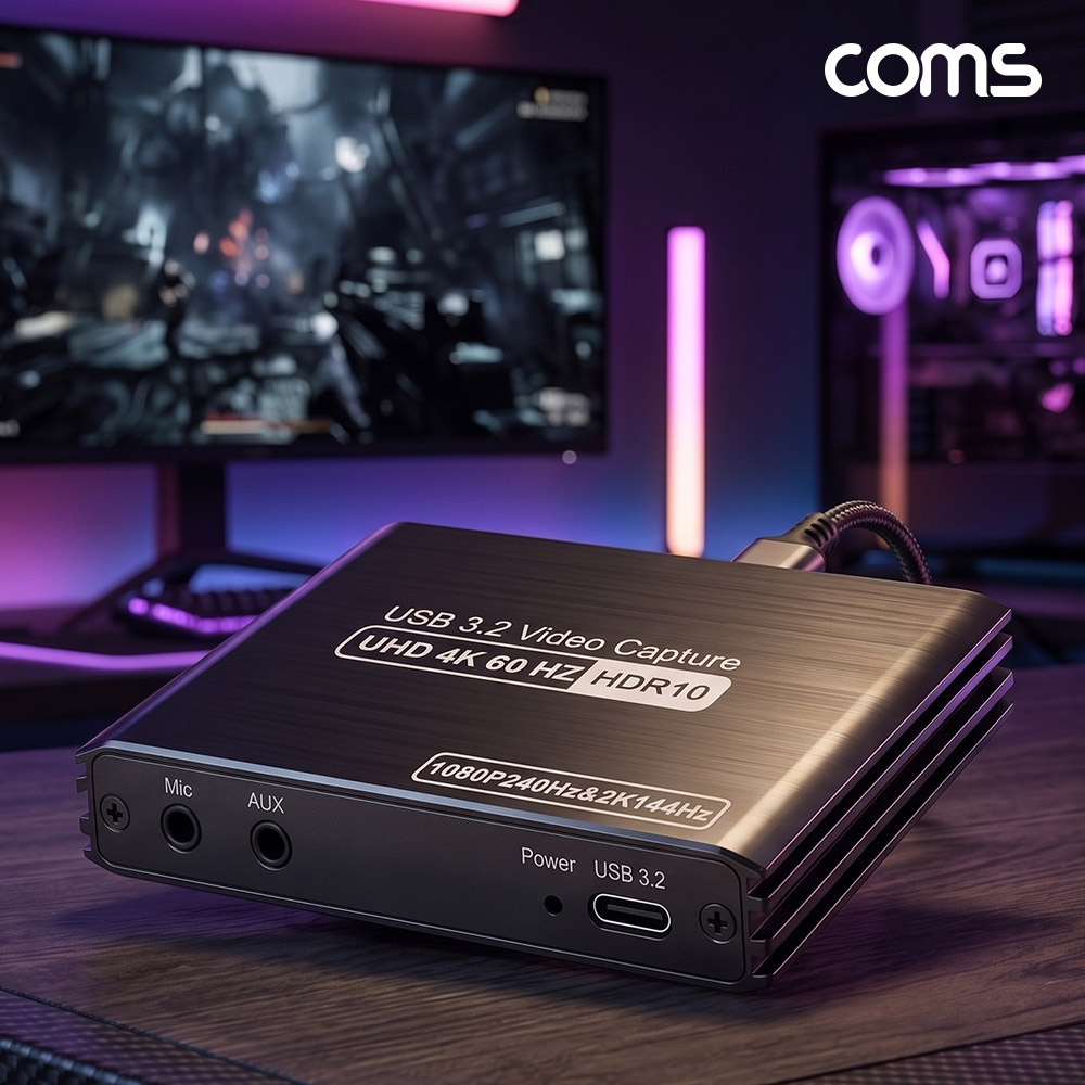 Coms 4K USB 3.2 비디오 캡쳐 카드 10Gbps 1080p 스트리밍 실시간 비디오 녹화