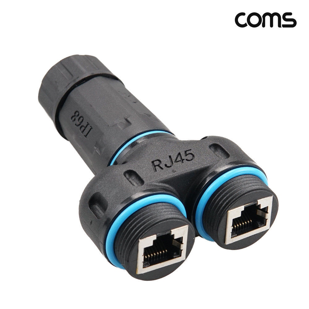 Coms IP68 LAN RJ45 FF CAT6 케이블 보호 방수 커넥터 T형