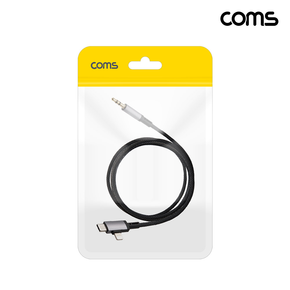Coms C타입 iOS 8핀 to 3.5mm AUX 오디오 케이블 1M