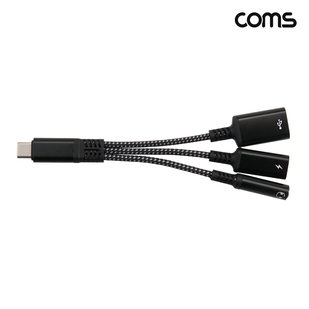 Coms C타입 USB 충전 오디오 변환 케이블 3.5mm 스테레오 이어폰 AUX
