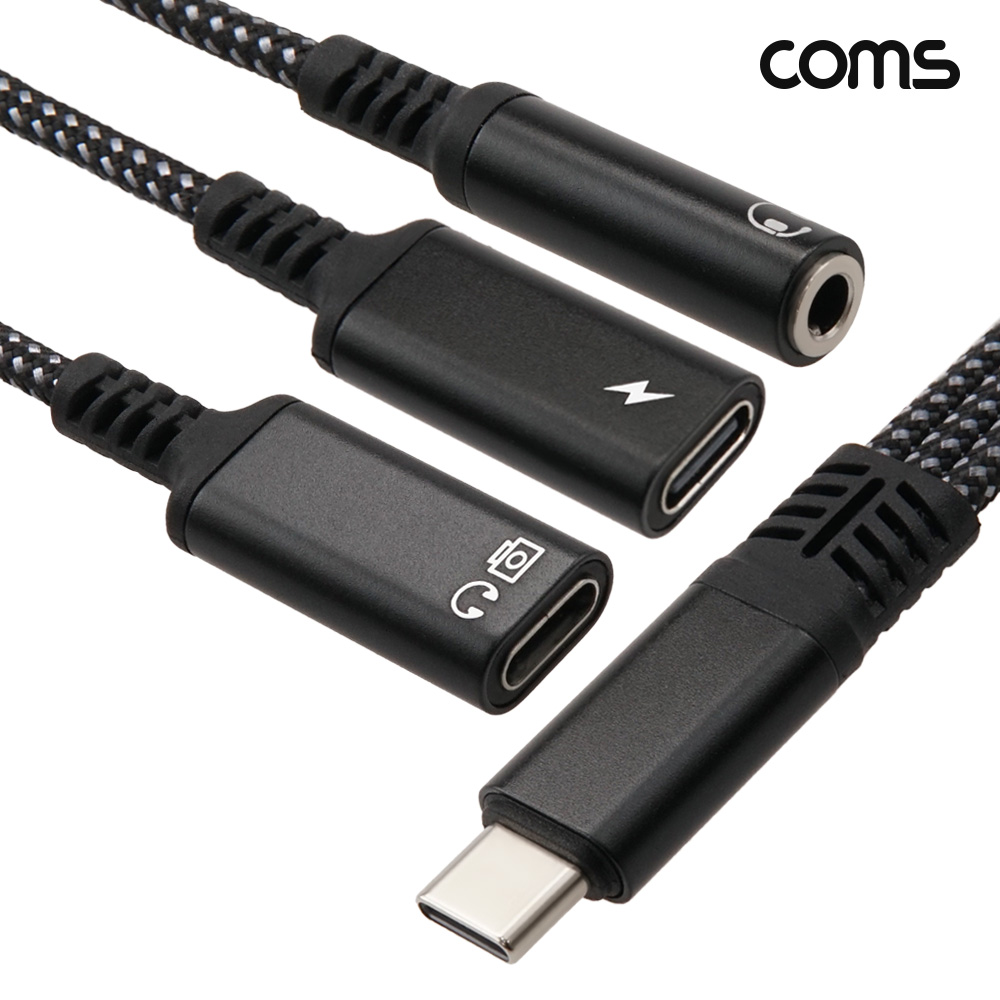 Coms C타입 충전 오디오 변환 케이블 3.5mm 스테레오 이어폰 AUX