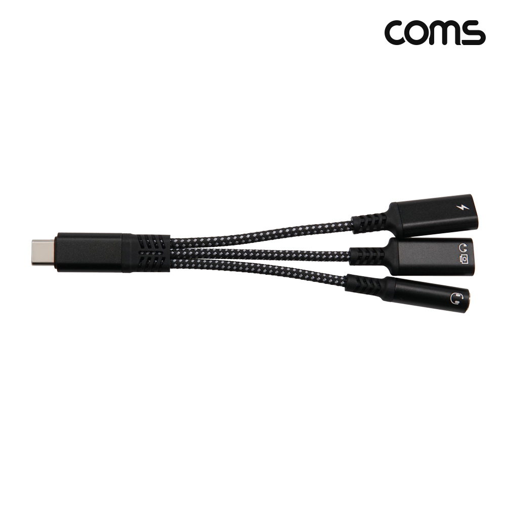 Coms C타입 충전 오디오 변환 케이블 3.5mm 스테레오 이어폰 AUX