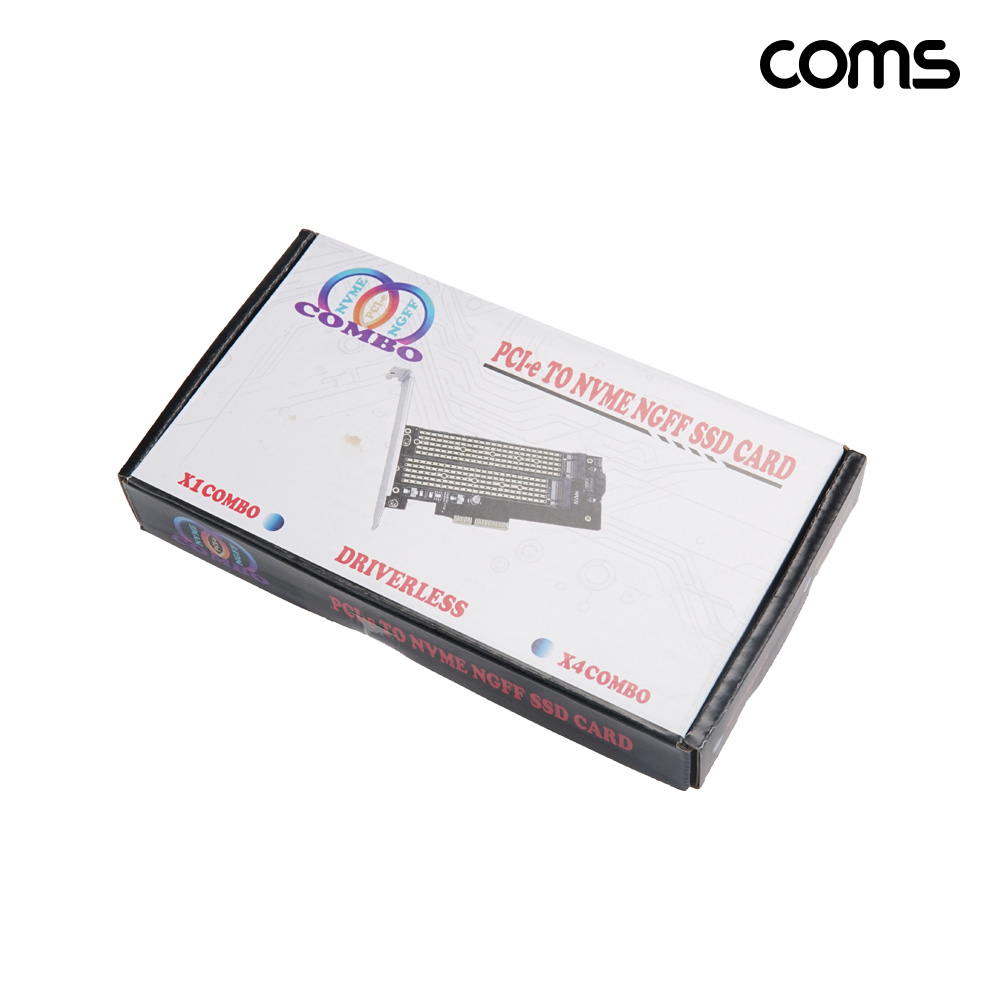 Coms PCIe x4 to M.2 듀얼 SSD 확장카드 M-Key NVMe B-Key NGFF SATA 지원 브라켓 포함