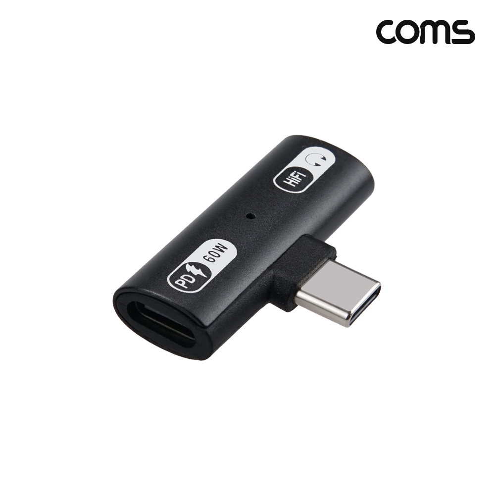 Coms C타입 이어폰 충전 젠더 USB-C 3.5mm 오디오 PD 60W 고속충전