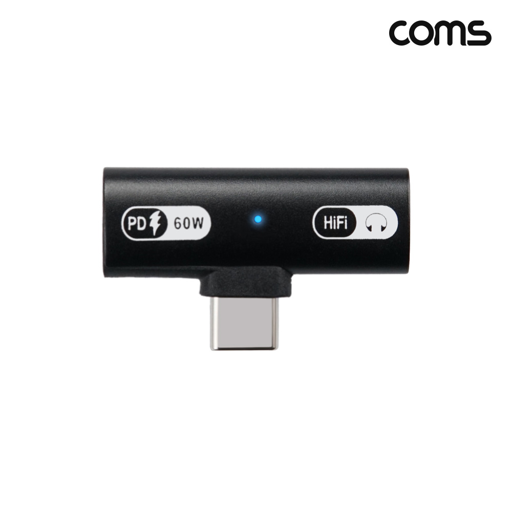 Coms C타입 이어폰 충전 젠더 USB-C 3.5mm 오디오 PD 60W 고속충전