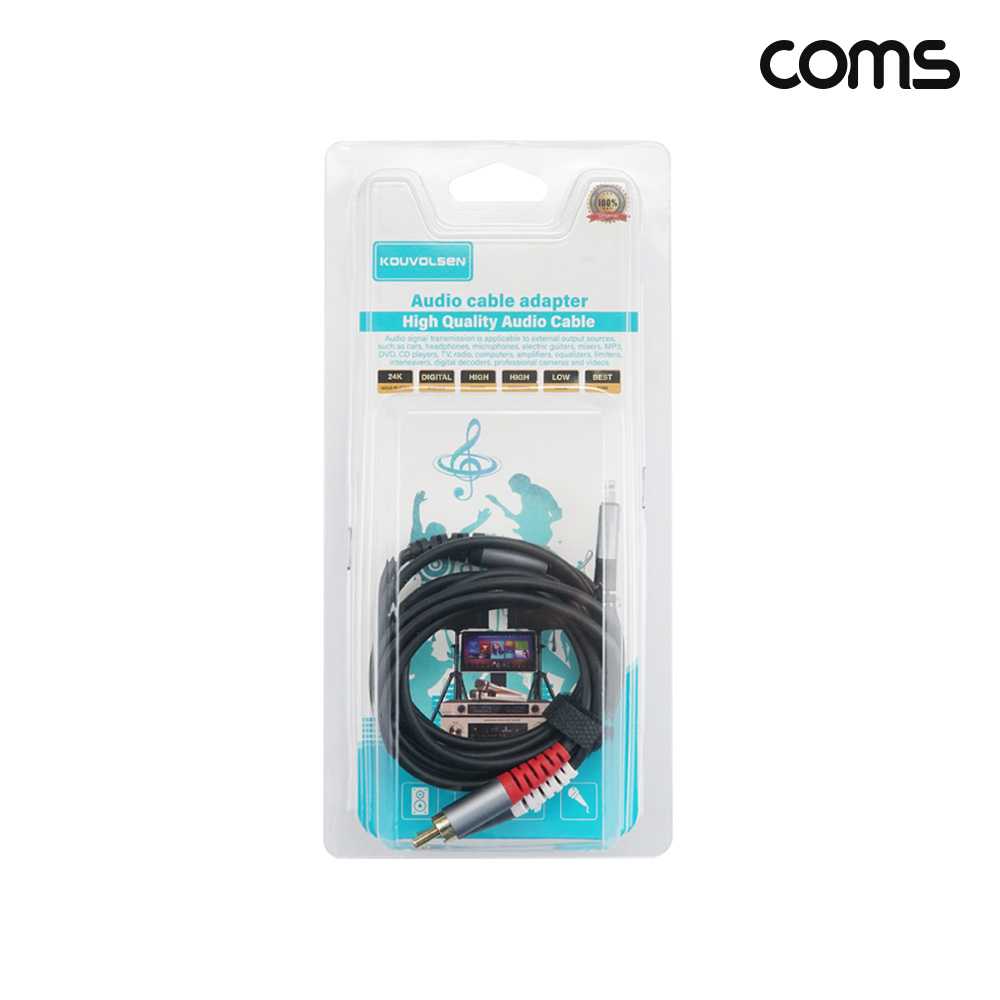 Coms iOS 8핀 to 2RCA 오디오 케이블 1.5M