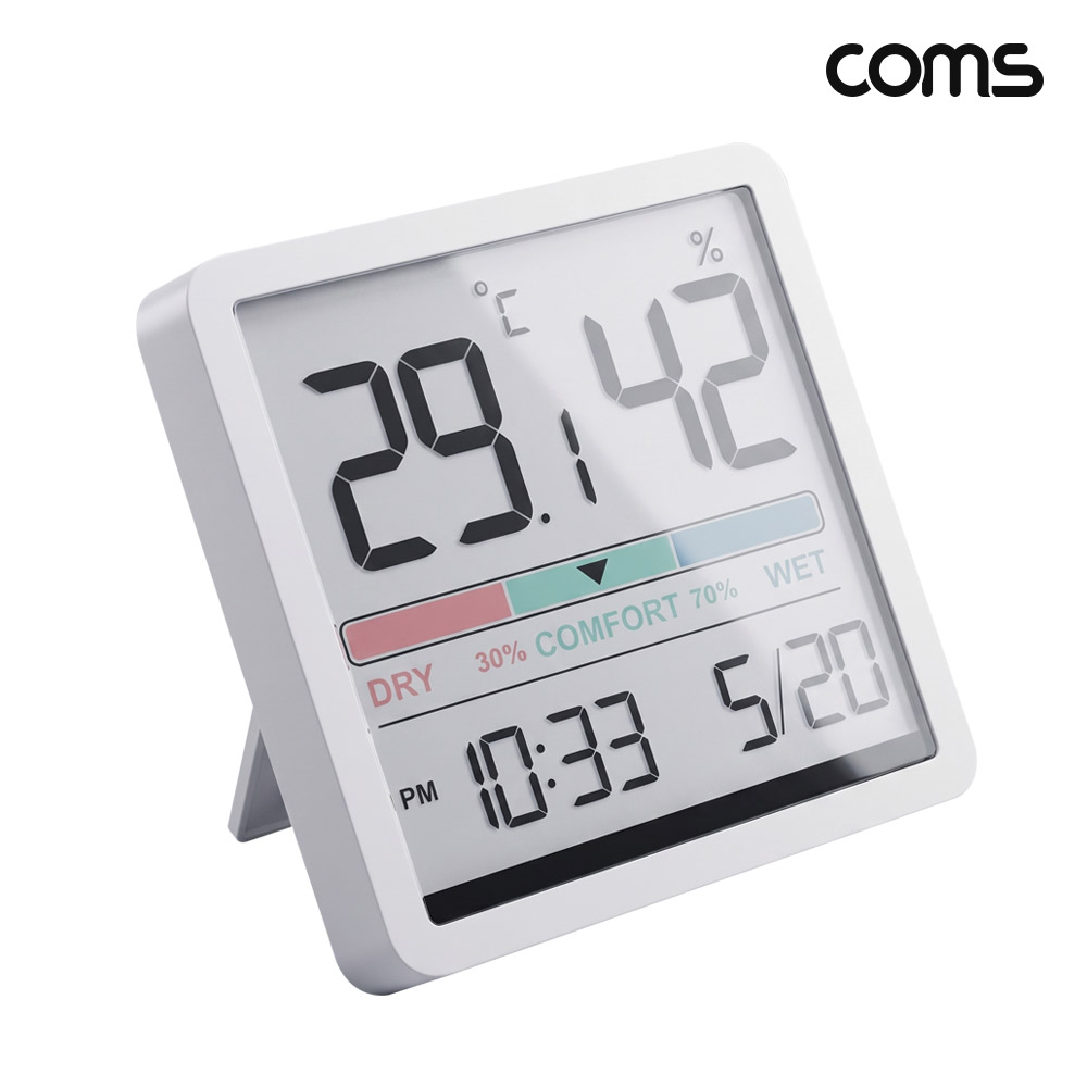 Coms LCD 디지털 온습도계 자석 온도계 습도계 시계