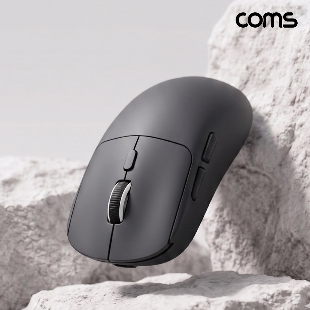 Coms 블루투스 5.1 2.4Ghz 듀얼모드 마우스 Black 충전식 조용한 무소음 클릭 하루종일 가벼운 사용감