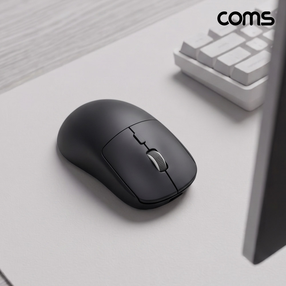 Coms 블루투스 5.1 2.4Ghz 듀얼모드 마우스 Black 충전식 조용한 무소음 클릭 하루종일 가벼운 사용감
