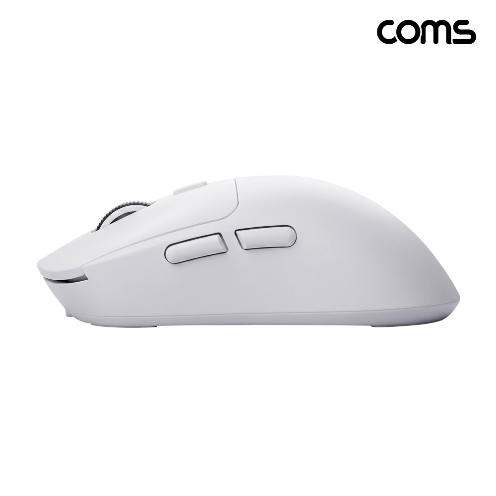 Coms 블루투스 5.1 2.4Ghz 듀얼모드 마우스 White 충전식 조용한 무소음 클릭 하루종일 가벼운 사용감