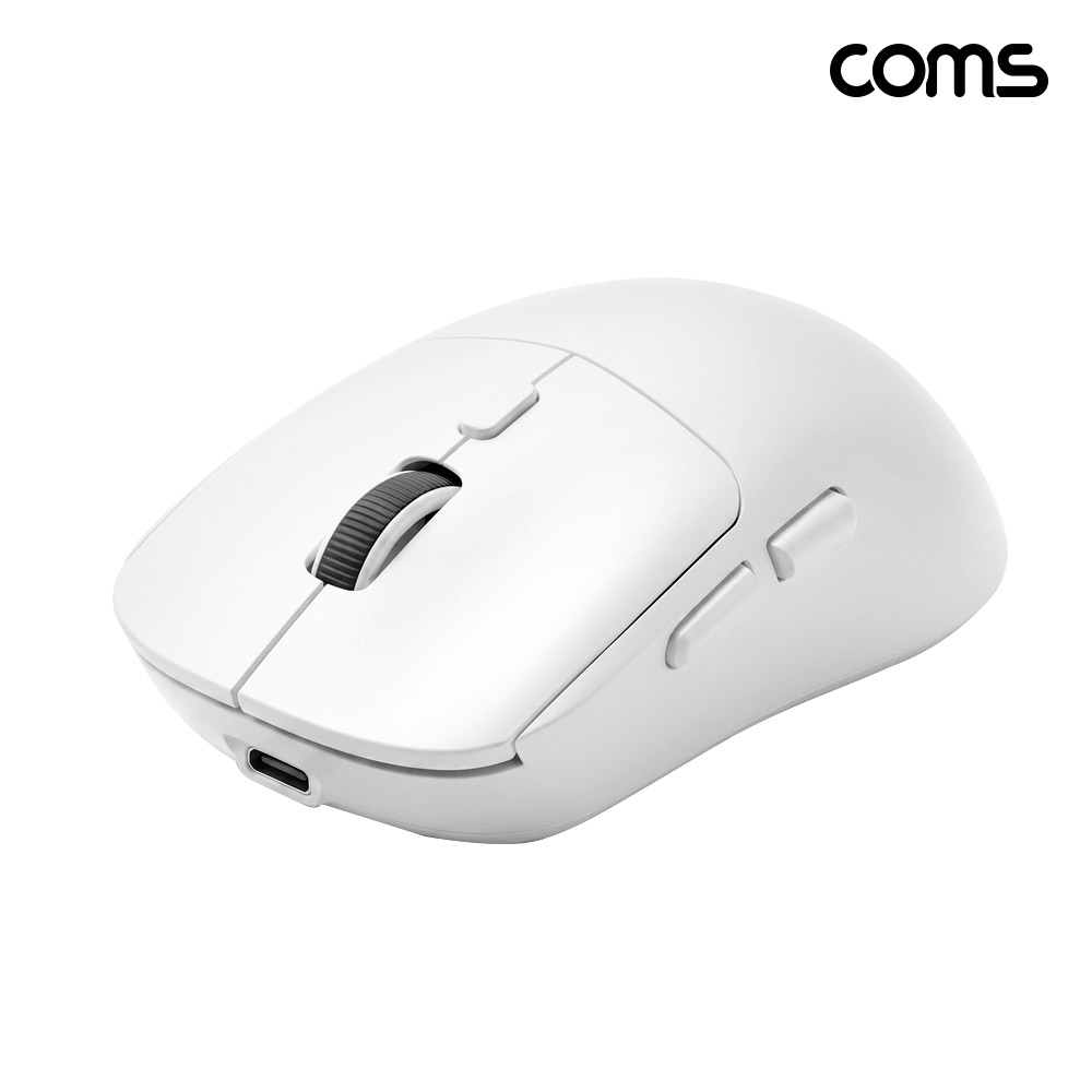 Coms 블루투스 5.1 2.4Ghz 듀얼모드 마우스 White 충전식 조용한 무소음 클릭 하루종일 가벼운 사용감