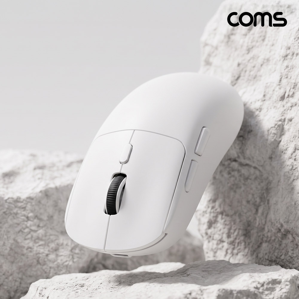 Coms 블루투스 5.1 2.4Ghz 듀얼모드 마우스 White 충전식 조용한 무소음 클릭 하루종일 가벼운 사용감