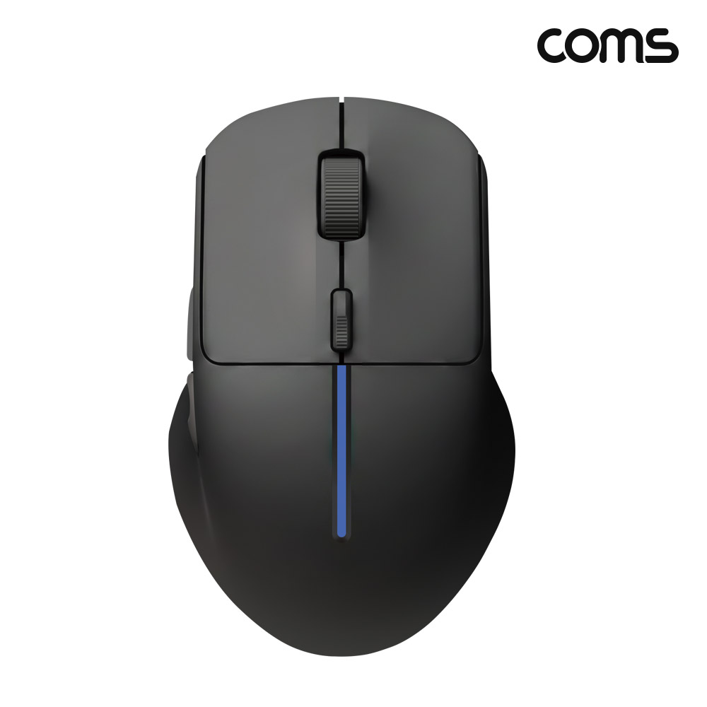 Coms 블루투스 5.1 2.4Ghz 듀얼모드 마우스 Black 충전식 조용한 무소음 클릭 하루종일 가벼운 사용감 Two BT 동작 LED