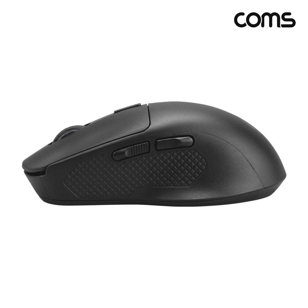 Coms 블루투스 5.1 2.4Ghz 듀얼모드 마우스 Black 충전식 조용한 무소음 클릭 하루종일 가벼운 사용감 Two BT 동작 LED
