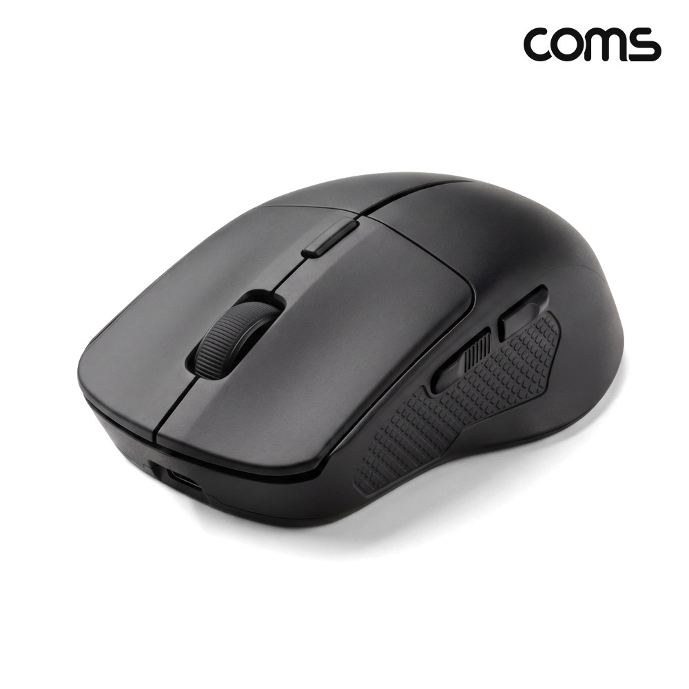 Coms 블루투스 5.1 2.4Ghz 듀얼모드 마우스 Black 충전식 조용한 무소음 클릭 하루종일 가벼운 사용감 Two BT 동작 LED