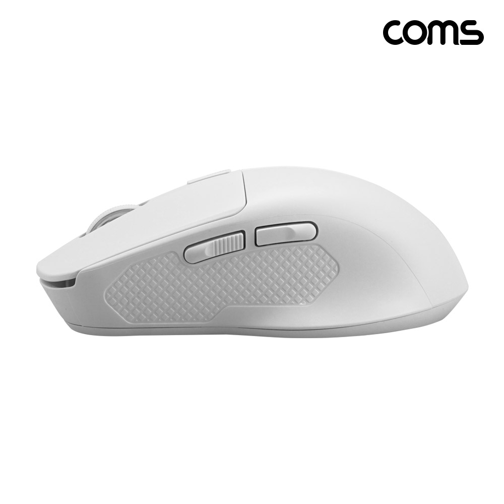 Coms 블루투스 5.1 2.4Ghz 듀얼모드 마우스 White 충전식 조용한 무소음 클릭 하루종일 가벼운 사용감 Two BT 동작 LED