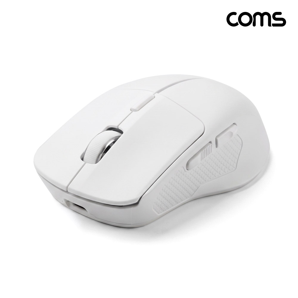 Coms 블루투스 5.1 2.4Ghz 듀얼모드 마우스 White 충전식 조용한 무소음 클릭 하루종일 가벼운 사용감 Two BT 동작 LED