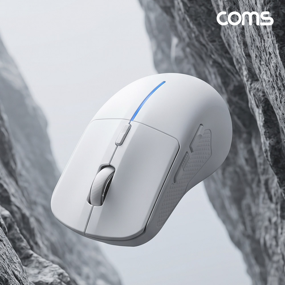 Coms 블루투스 5.1 2.4Ghz 듀얼모드 마우스 White 충전식 조용한 무소음 클릭 하루종일 가벼운 사용감 Two BT 동작 LED