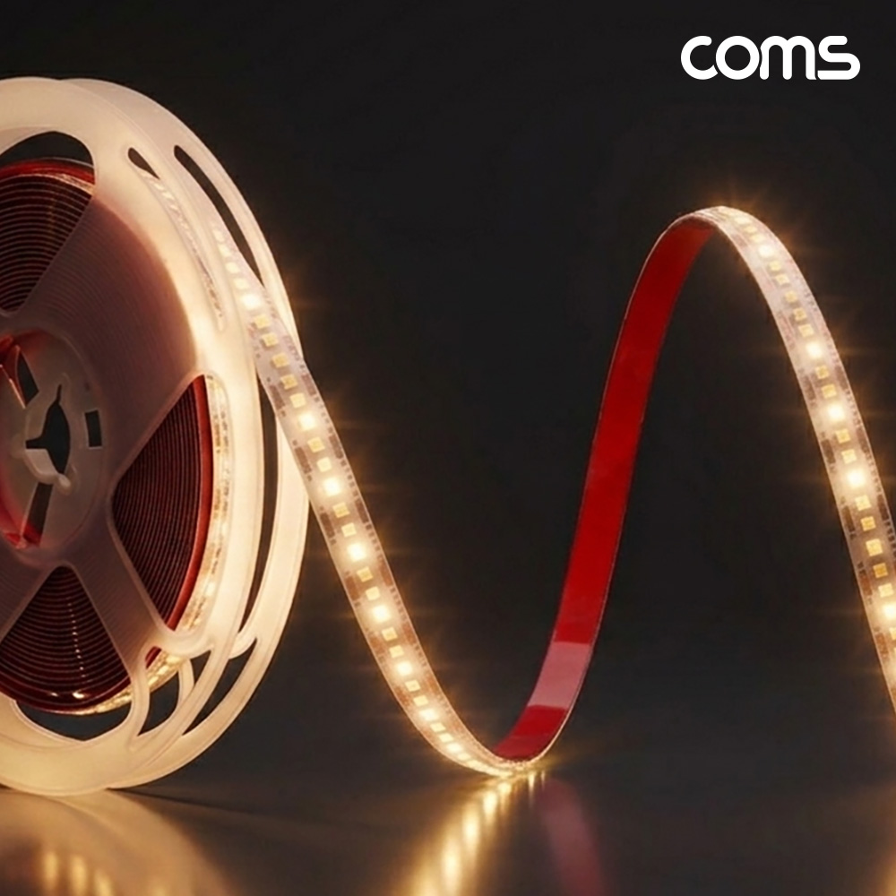 Coms LED 줄조명 슬림형 5M Yellow 3000K DC 12V 초고휘도 슬림형 LED바 DIY 램프 다용도 리폼 기판 교체